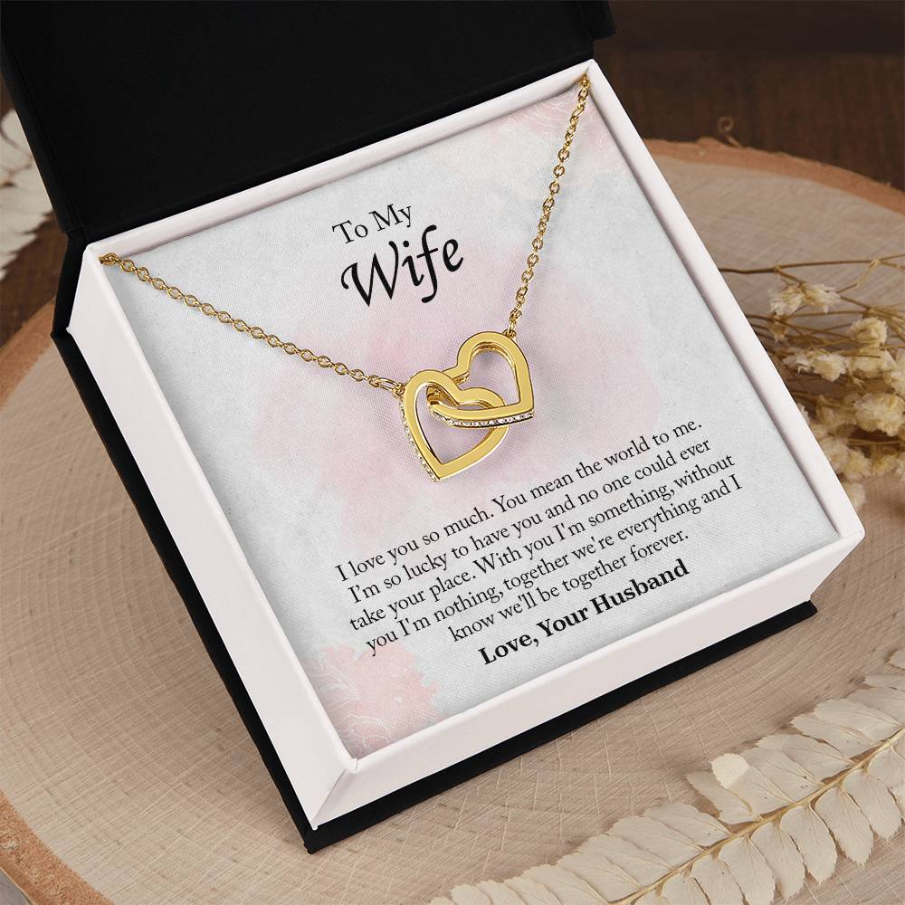 To My Wife Interlocking Hearts Necklace, Wife Jewelry, Romantic Anniversary Gift For Wife, Wife Birthday Gift, Necklace For Wife