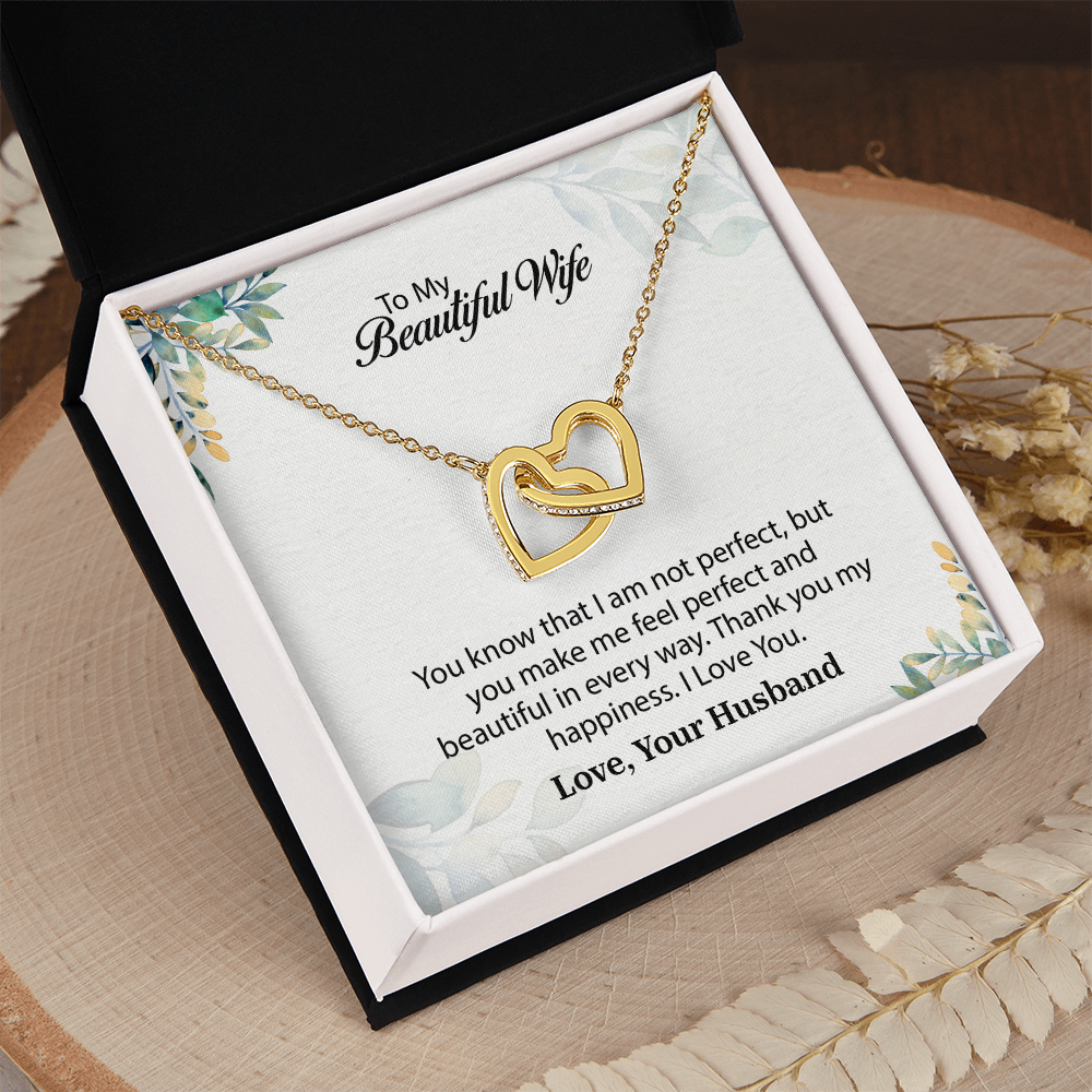 My Beautiful Wife Interlocking Hearts Necklace, Necklace for Wife, Anniversary Gift For Wife, Wife Birthday Gift