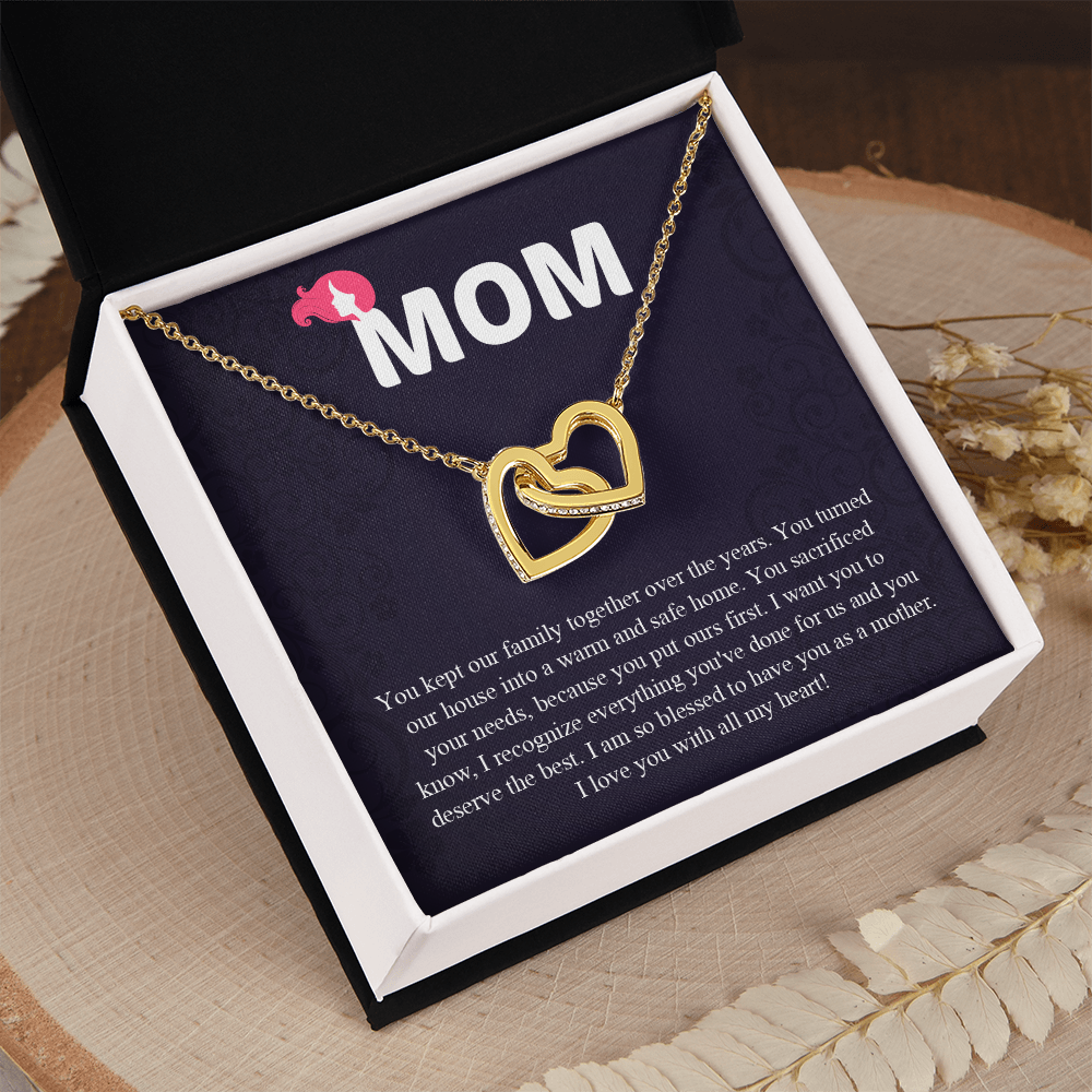 Mom Interlocking Hearts Necklace, Mothers Day Gift for Mom, Thoughtful Present from Son, Mom Necklace From daughter