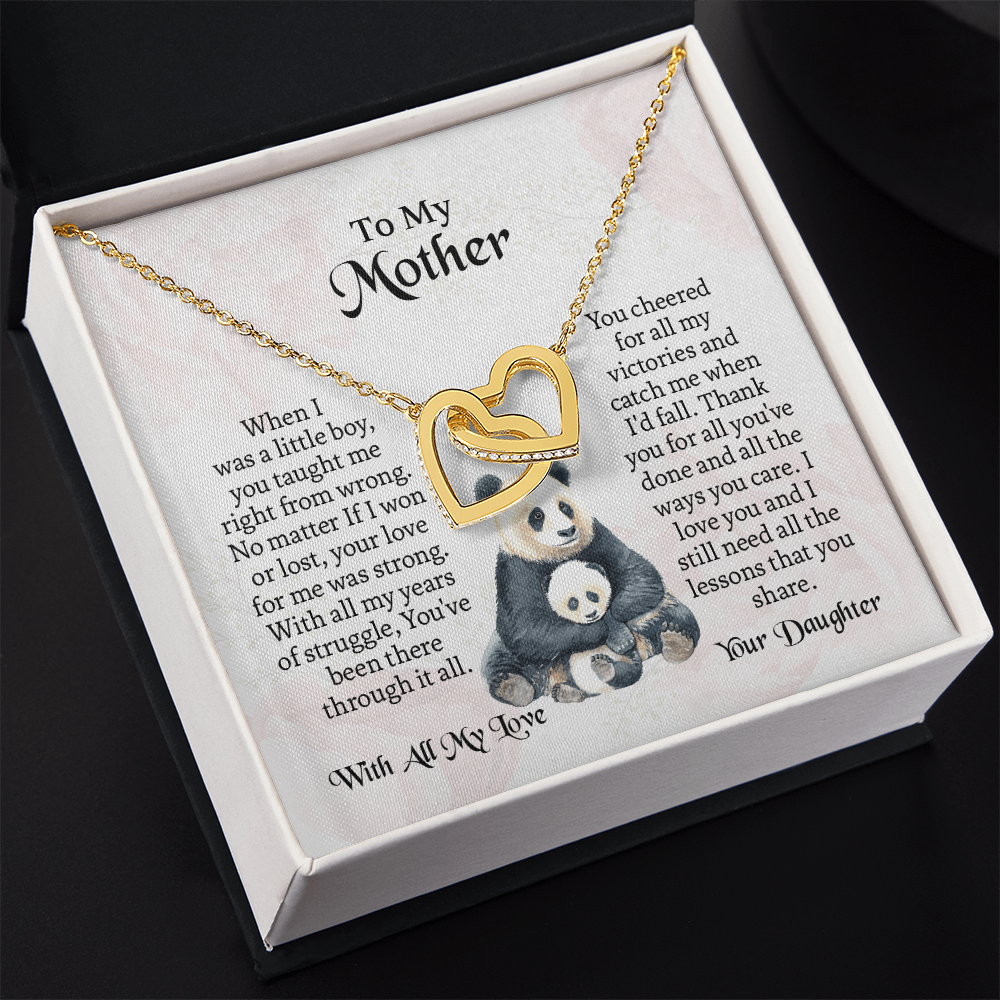 To My Mother Interlocking Hearts Necklace, Mothers Day Necklace For Mom, Mom Birthday Gift From Daughter, Message Card Jewelry For Mom