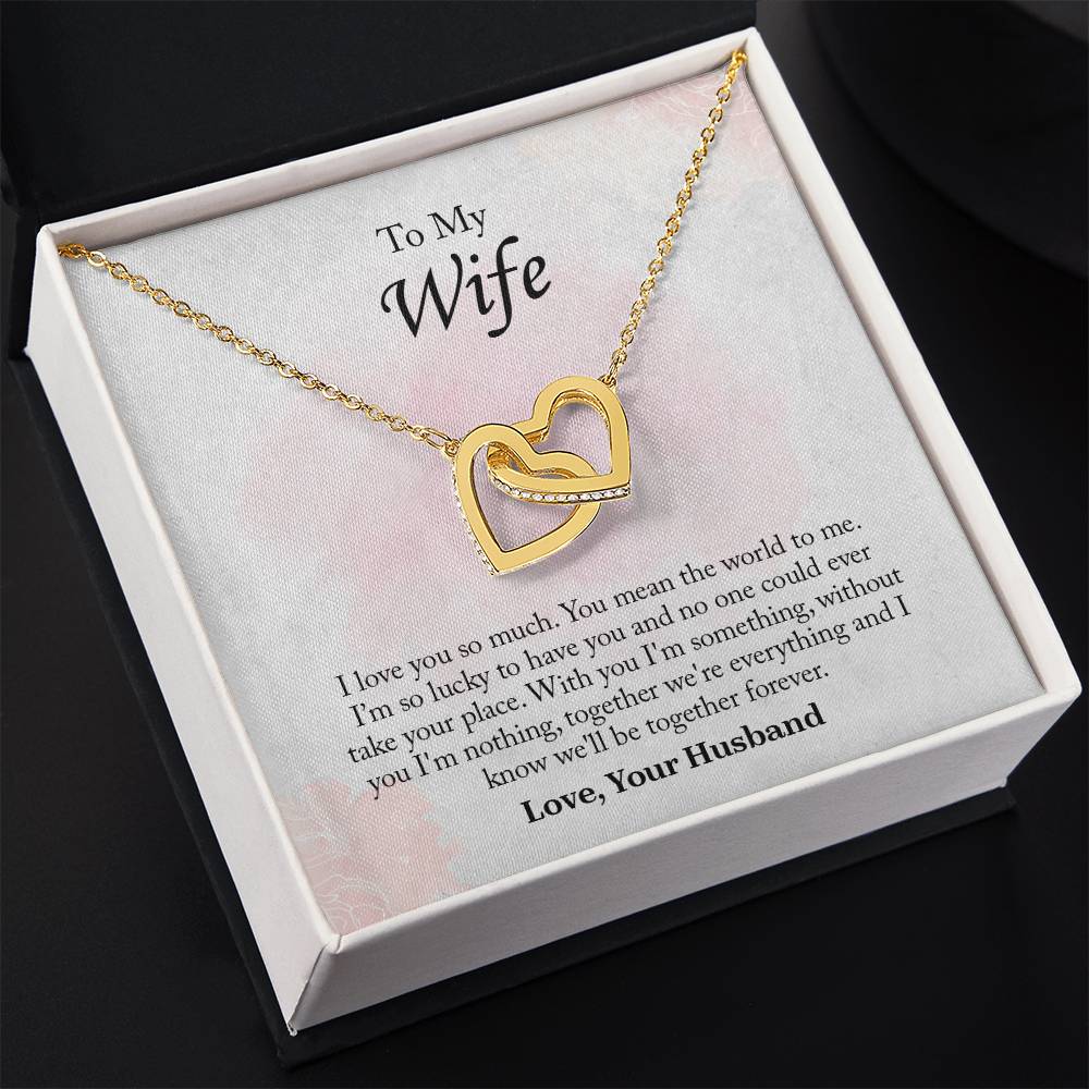 To My Wife Interlocking Hearts Necklace, Wife Jewelry, Romantic Anniversary Gift For Wife, Wife Birthday Gift, Necklace For Wife