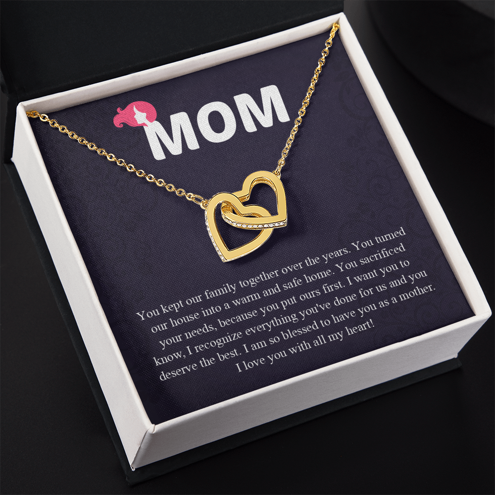 Mom Interlocking Hearts Necklace, Mothers Day Gift for Mom, Thoughtful Present from Son, Mom Necklace From daughter