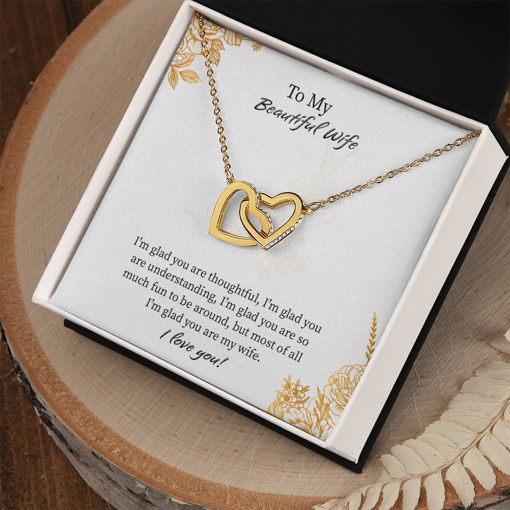 Interlocking Hearts Necklace For Wife, Necklace Gift From Husband, Romantic Anniversary Gift For Wife, Wife Birthday Gift