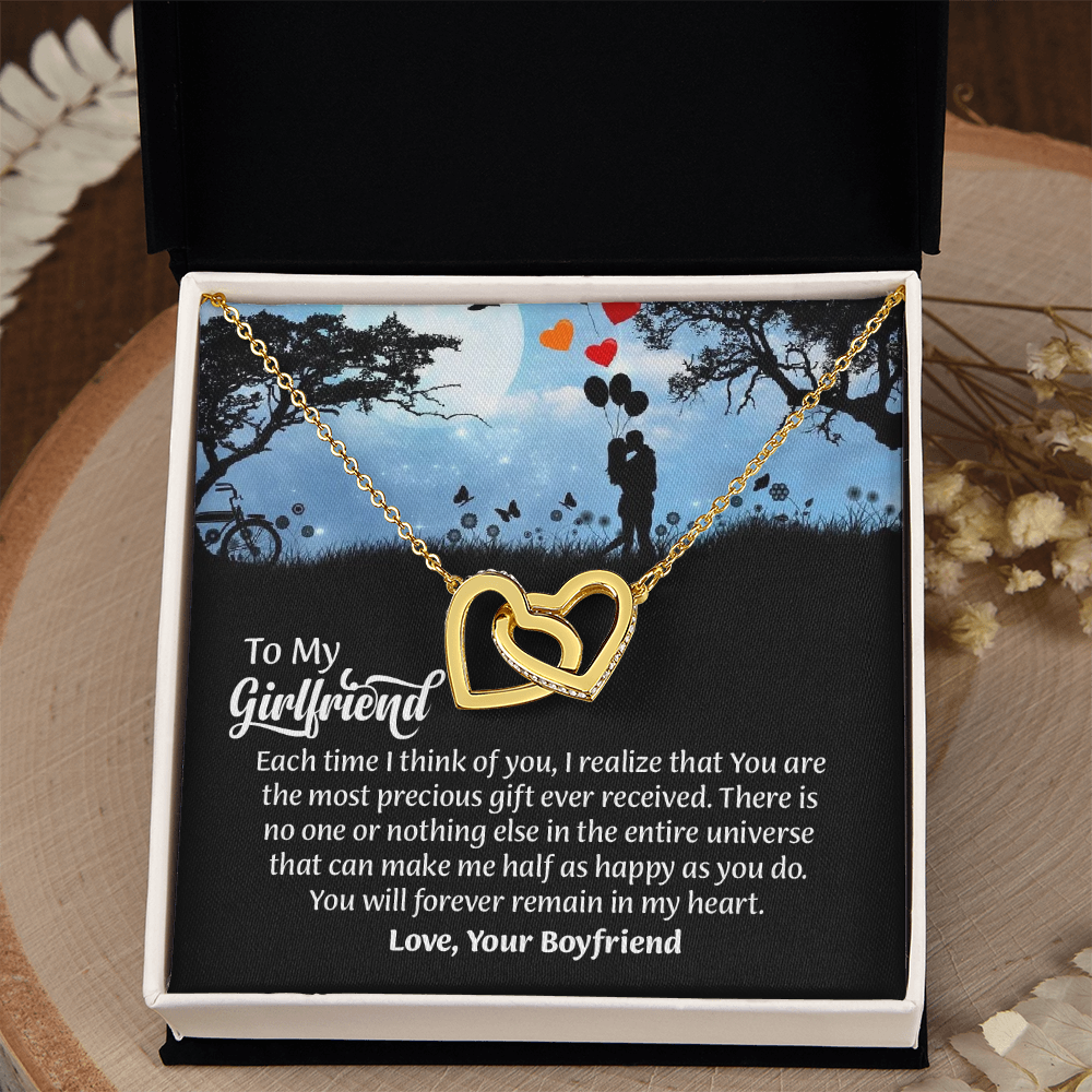 To My Girlfriend interlocking hearts  Necklace, Gift for Girlfriend, Anniversary Gift for Girlfriend, Girlfriend Birthday Gift