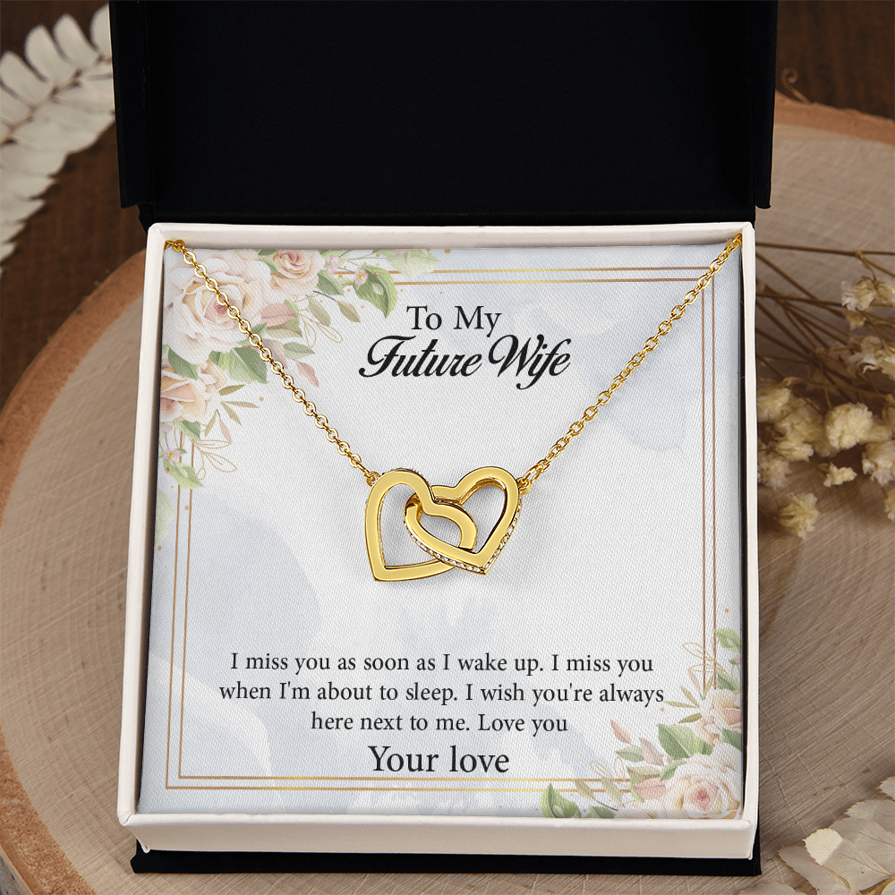 Interlocking Hearts Necklace To My Future Wife, Rehearsal Dinner Gift, Sentimental Gift For Bride From Groom, Birthday Gifts For Fiancée