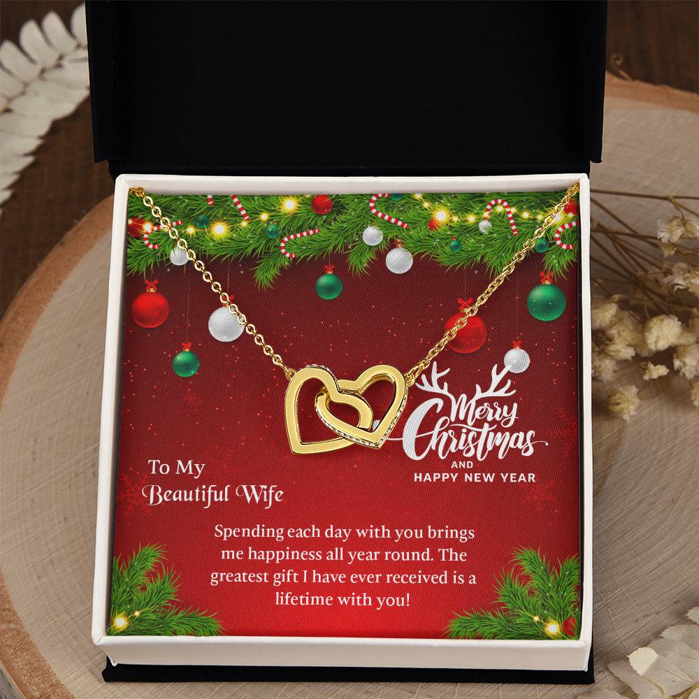 UNIDAZE Christmas Heart Necklace To My Beautiful Wife - Merry Christmas Gift For Wife - Holiday Gift For Her - Necklace To Wife - Gift From Husband ShineOn Fulfillment C30028T C30028TG lx-C30028 PB23-WOOD PT-4382 TNM-1 USER-188348