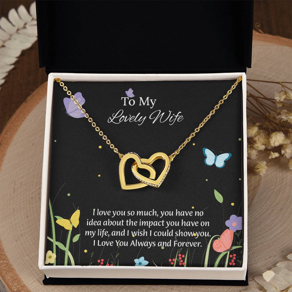 To My Lovely Wife Interlocking Hearts Necklace, Romantic Anniversary Gift For Wife, Wife Birthday Gift, Necklace For Wife