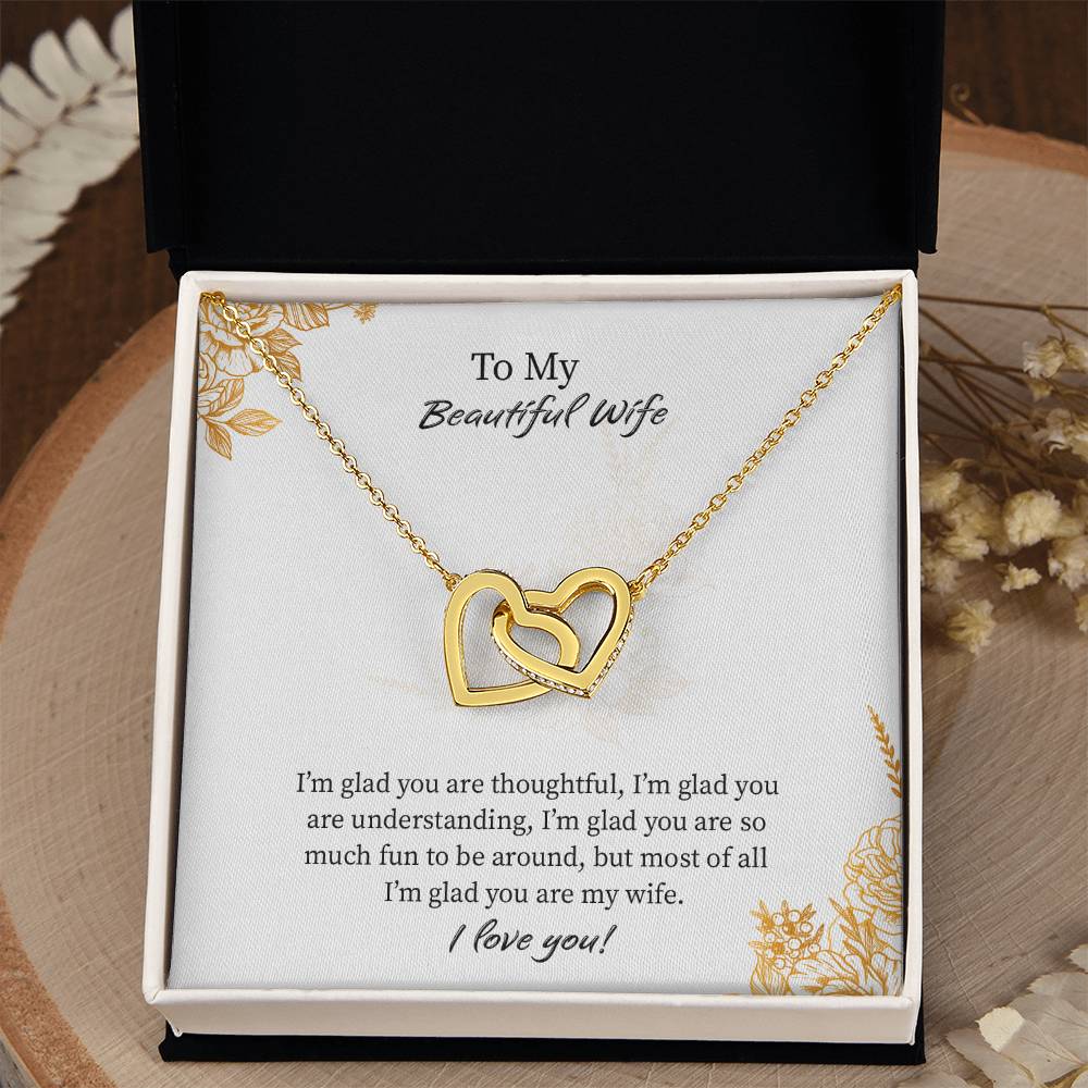 Interlocking Hearts Necklace For Wife, Necklace Gift From Husband, Romantic Anniversary Gift For Wife, Wife Birthday Gift