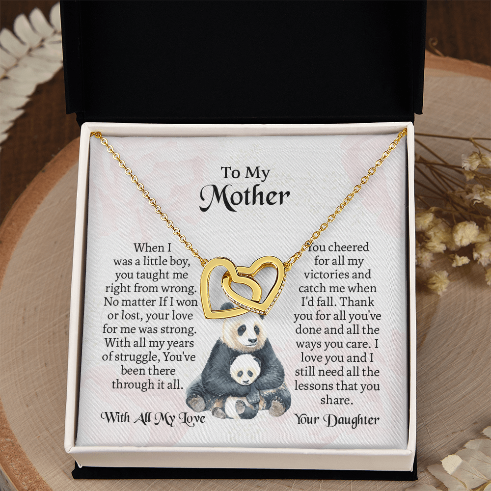 To My Mother Interlocking Hearts Necklace, Mothers Day Necklace For Mom, Mom Birthday Gift From Daughter, Message Card Jewelry For Mom