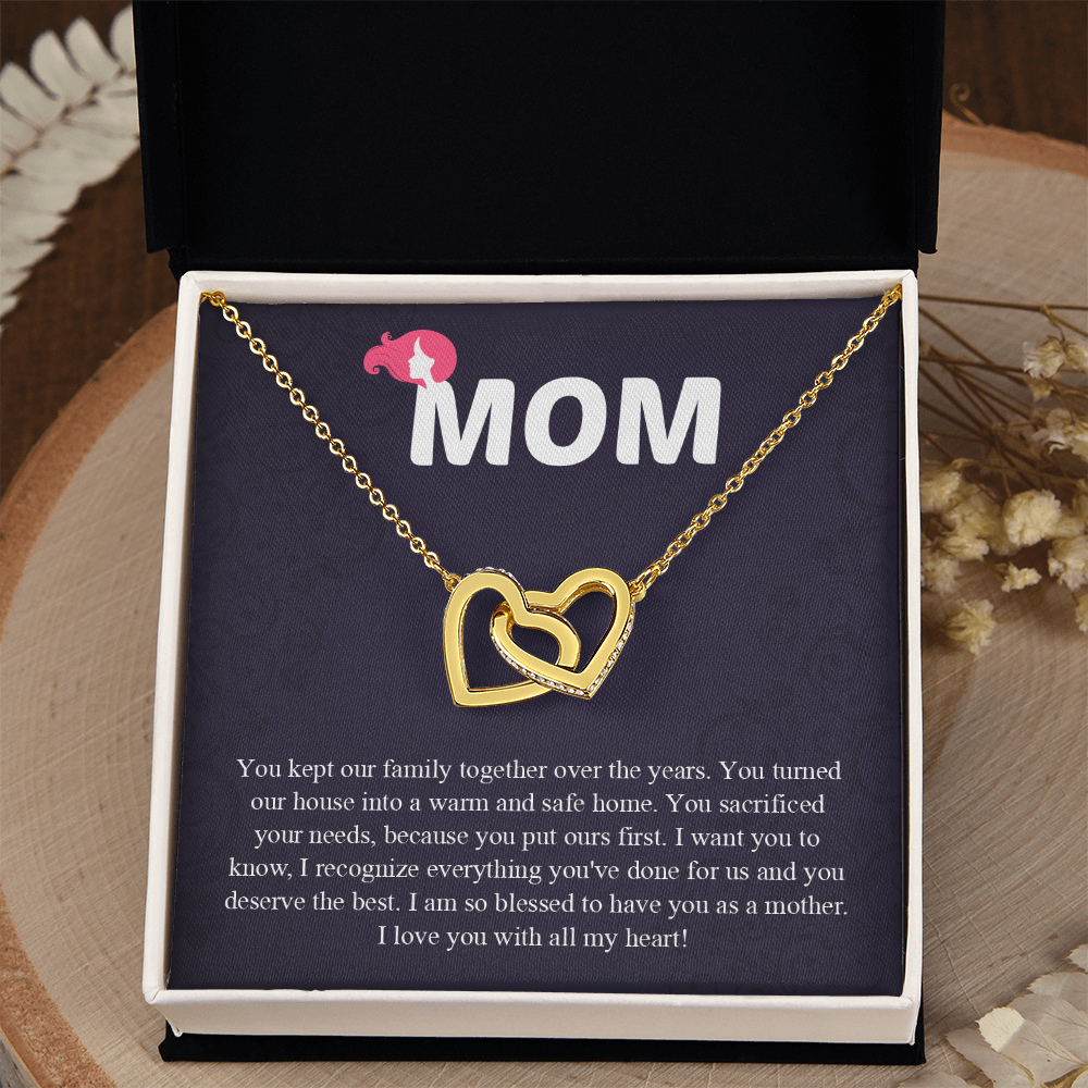 Mom Interlocking Hearts Necklace, Mothers Day Gift for Mom, Thoughtful Present from Son, Mom Necklace From daughter