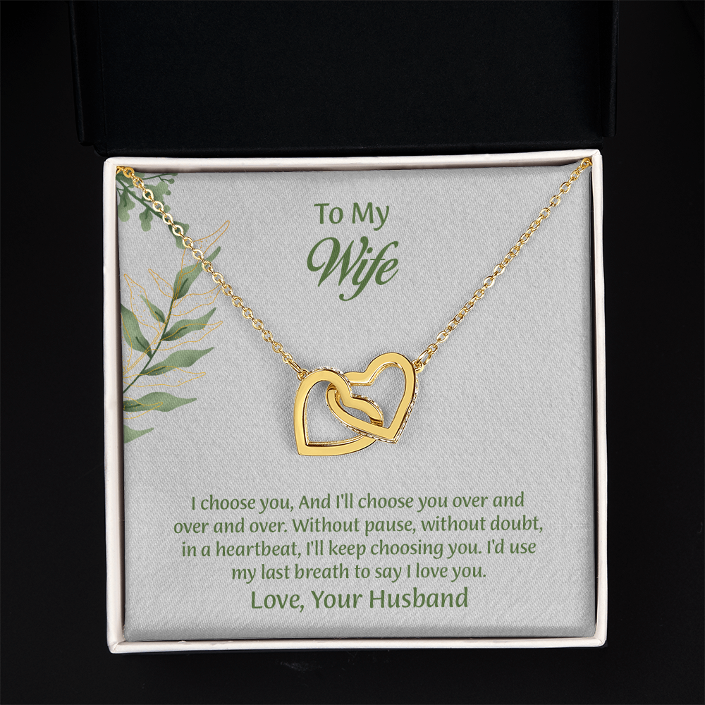 To My Wife Interlocking Hearts Necklace, Wife Jewelry, Anniversary Gift for Wife, Wife Birthday Gift, Necklace for Wife