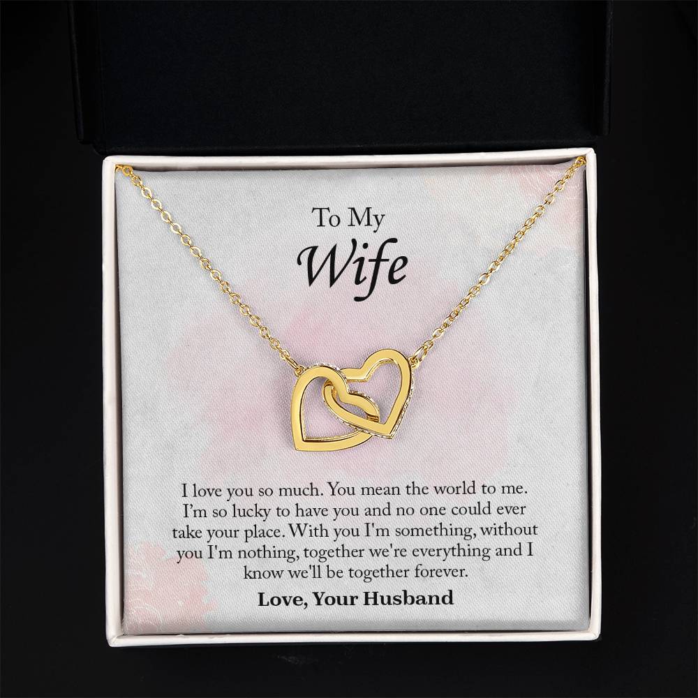 To My Wife Interlocking Hearts Necklace, Wife Jewelry, Romantic Anniversary Gift For Wife, Wife Birthday Gift, Necklace For Wife