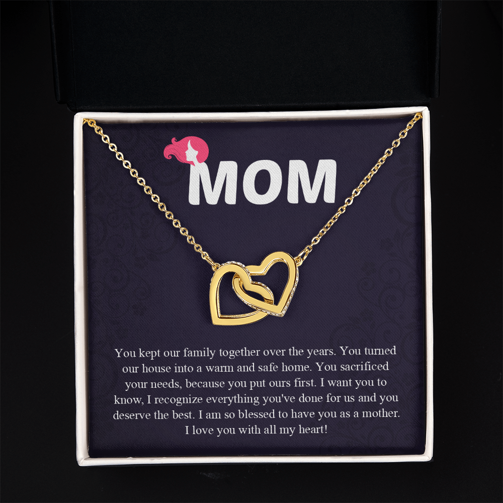 Mom Interlocking Hearts Necklace, Mothers Day Gift for Mom, Thoughtful Present from Son, Mom Necklace From daughter