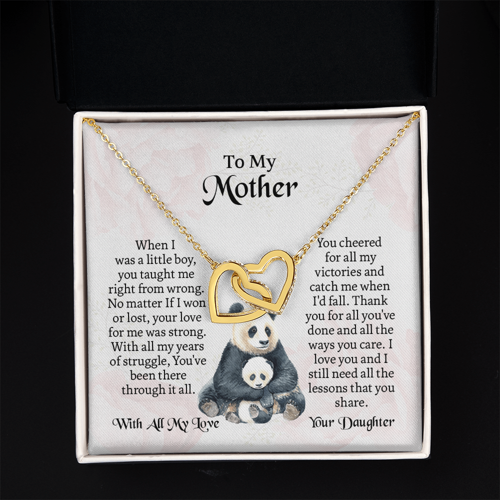 To My Mother Interlocking Hearts Necklace, Mothers Day Necklace For Mom, Mom Birthday Gift From Daughter, Message Card Jewelry For Mom