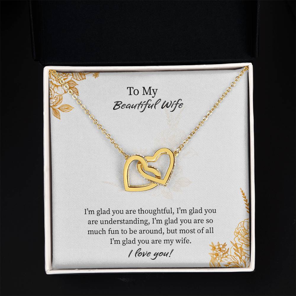 Interlocking Hearts Necklace For Wife, Necklace Gift From Husband, Romantic Anniversary Gift For Wife, Wife Birthday Gift