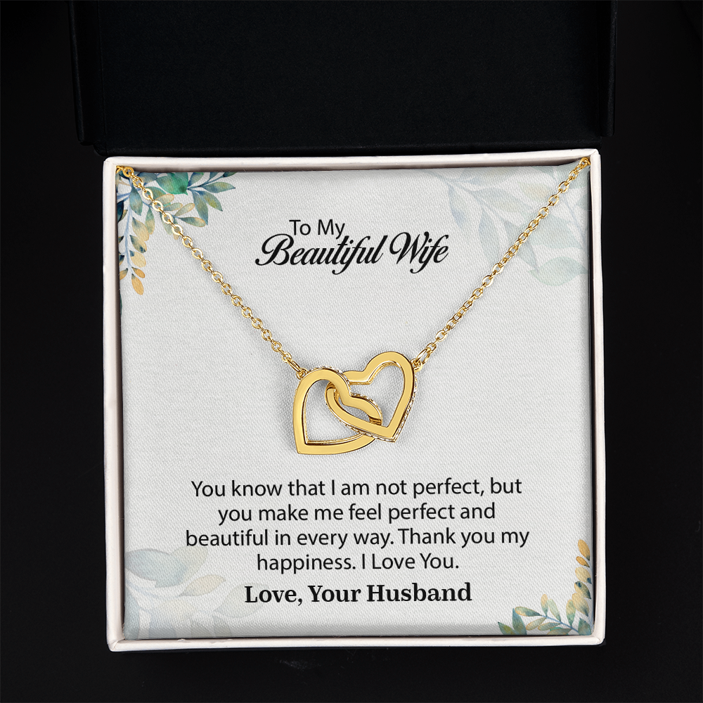 My Beautiful Wife Interlocking Hearts Necklace, Necklace for Wife, Anniversary Gift For Wife, Wife Birthday Gift