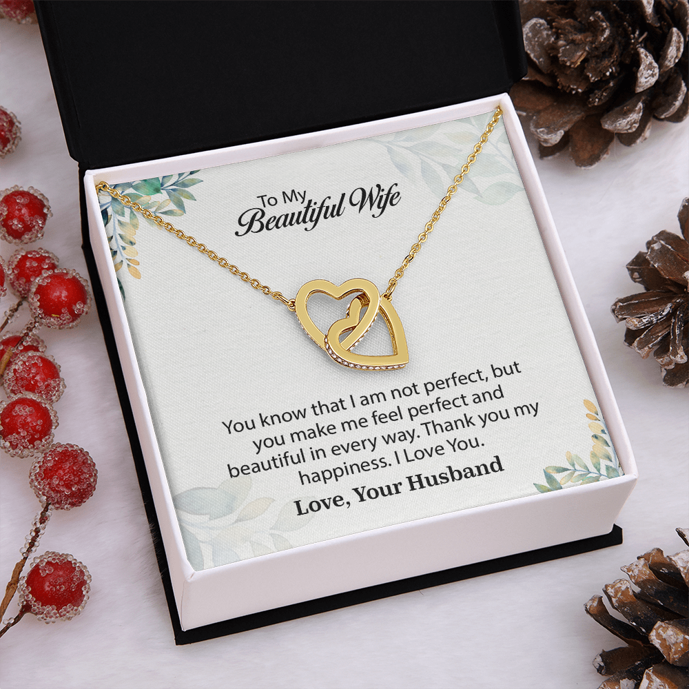 My Beautiful Wife Interlocking Hearts Necklace, Necklace for Wife, Anniversary Gift For Wife, Wife Birthday Gift