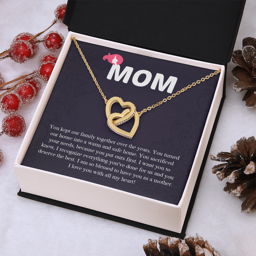 Mom Interlocking Hearts Necklace, Mothers Day Gift for Mom, Thoughtful Present from Son, Mom Necklace From daughter