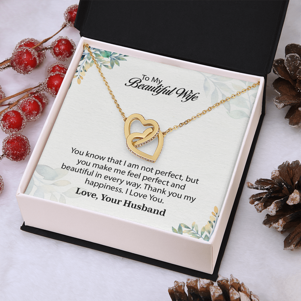 My Beautiful Wife Interlocking Hearts Necklace, Necklace for Wife, Anniversary Gift For Wife, Wife Birthday Gift