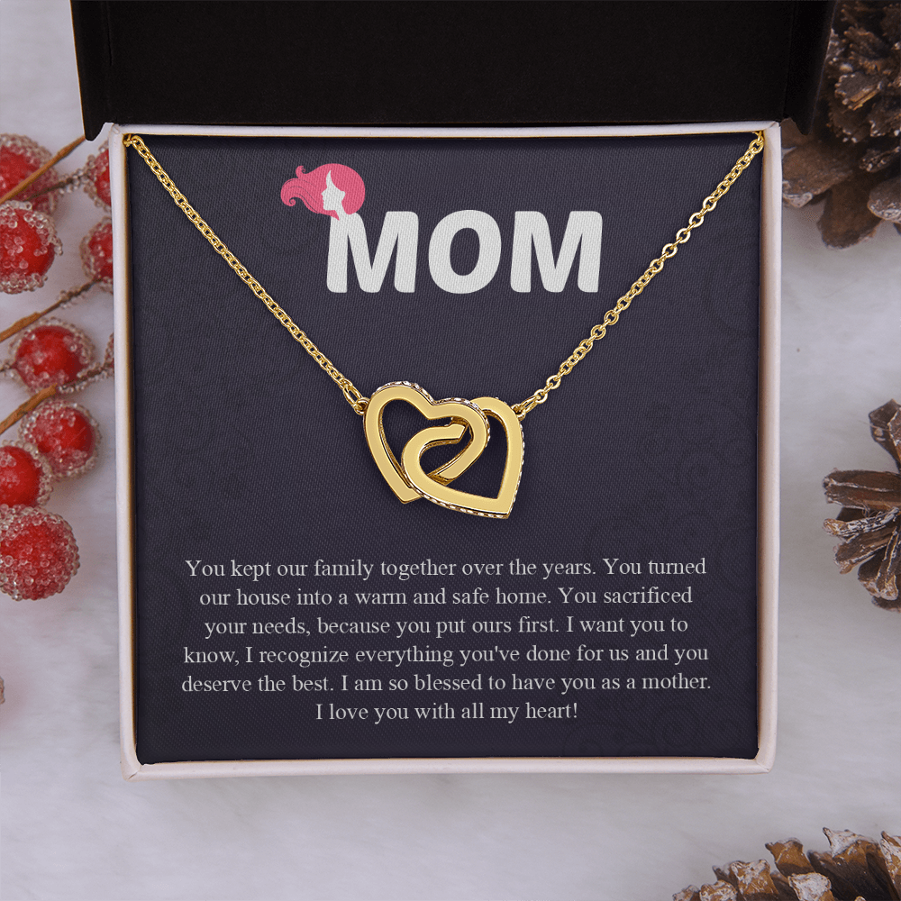 Mom Interlocking Hearts Necklace, Mothers Day Gift for Mom, Thoughtful Present from Son, Mom Necklace From daughter