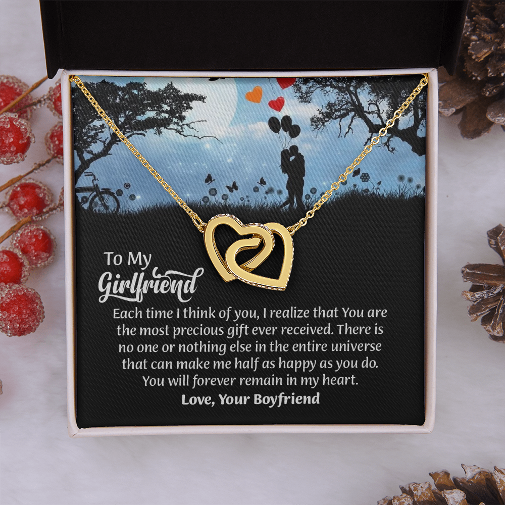 To My Girlfriend interlocking hearts  Necklace, Gift for Girlfriend, Anniversary Gift for Girlfriend, Girlfriend Birthday Gift