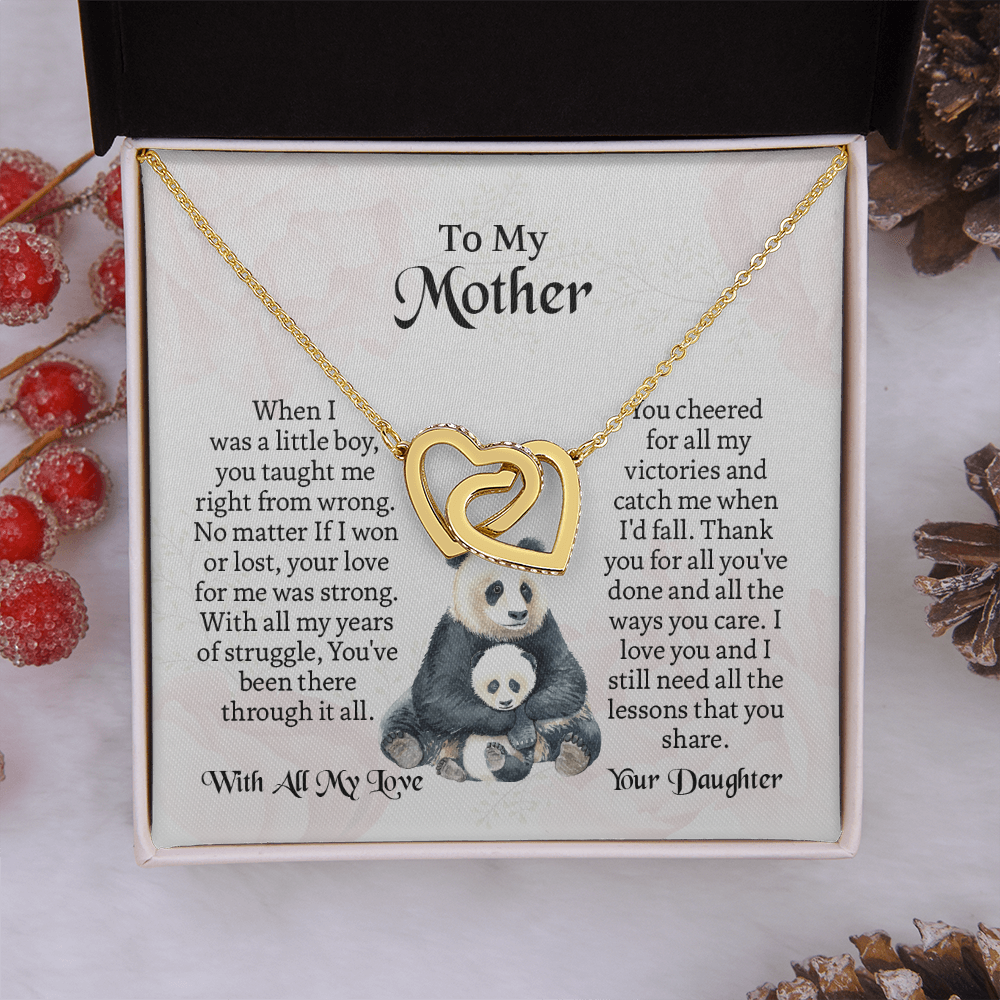 To My Mother Interlocking Hearts Necklace, Mothers Day Necklace For Mom, Mom Birthday Gift From Daughter, Message Card Jewelry For Mom