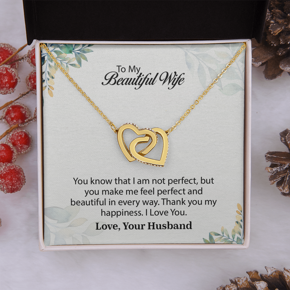 My Beautiful Wife Interlocking Hearts Necklace, Necklace for Wife, Anniversary Gift For Wife, Wife Birthday Gift