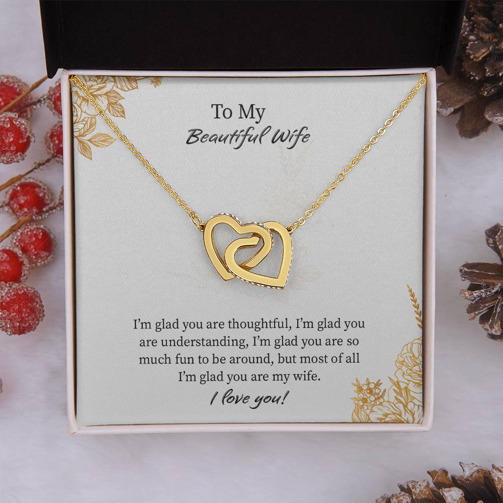 Interlocking Hearts Necklace For Wife, Necklace Gift From Husband, Romantic Anniversary Gift For Wife, Wife Birthday Gift