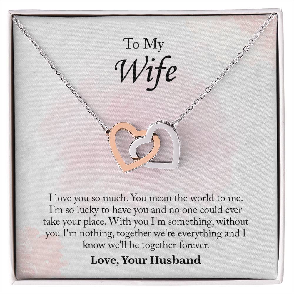 To My Wife Interlocking Hearts Necklace, Wife Jewelry, Romantic Anniversary Gift For Wife, Wife Birthday Gift, Necklace For Wife