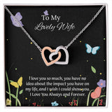 To My Lovely Wife Interlocking Hearts Necklace, Romantic Anniversary Gift For Wife, Wife Birthday Gift, Necklace For Wife