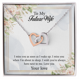 Interlocking Hearts Necklace To My Future Wife, Rehearsal Dinner Gift, Sentimental Gift For Bride From Groom, Birthday Gifts For Fiancée