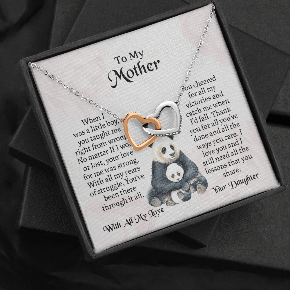 To My Mother Interlocking Hearts Necklace, Mothers Day Necklace For Mom, Mom Birthday Gift From Daughter, Message Card Jewelry For Mom