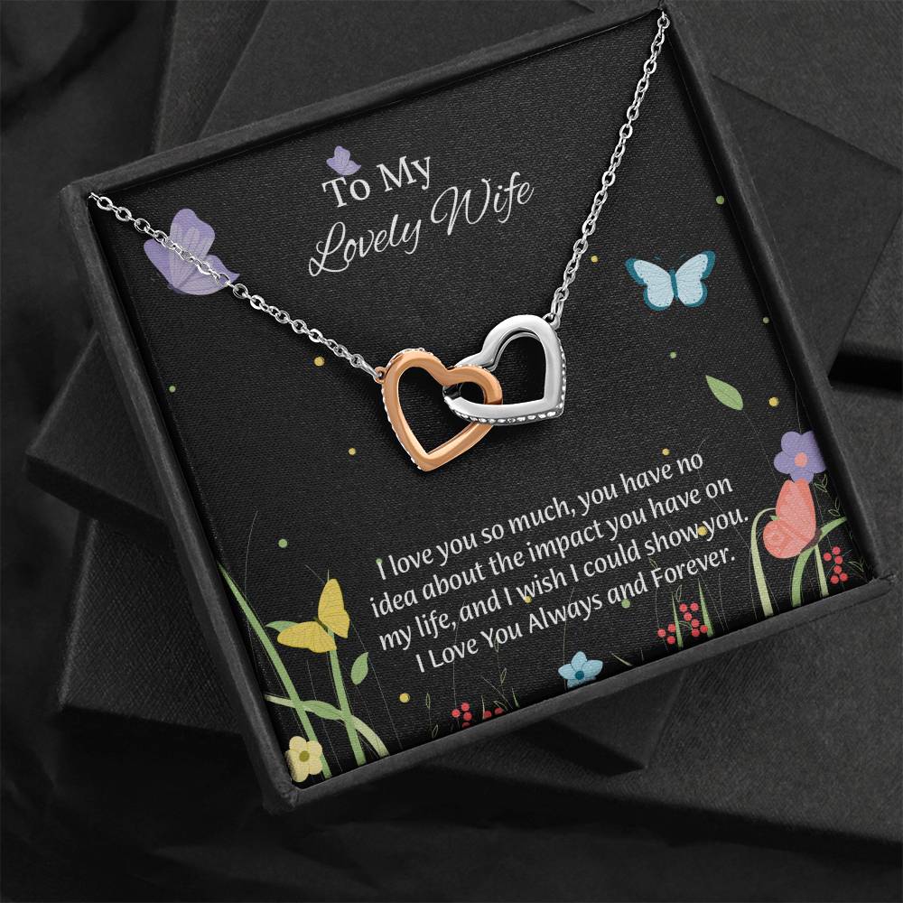 To My Lovely Wife Interlocking Hearts Necklace, Romantic Anniversary Gift For Wife, Wife Birthday Gift, Necklace For Wife