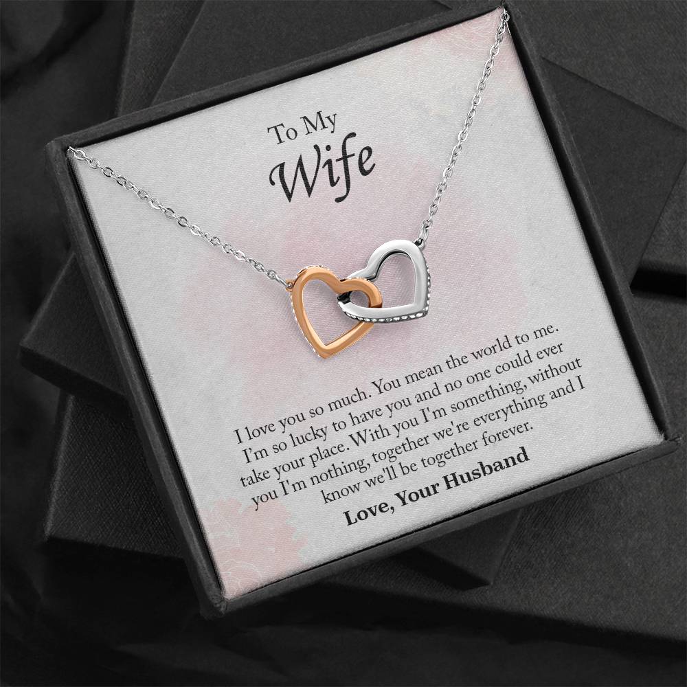 To My Wife Interlocking Hearts Necklace, Wife Jewelry, Romantic Anniversary Gift For Wife, Wife Birthday Gift, Necklace For Wife