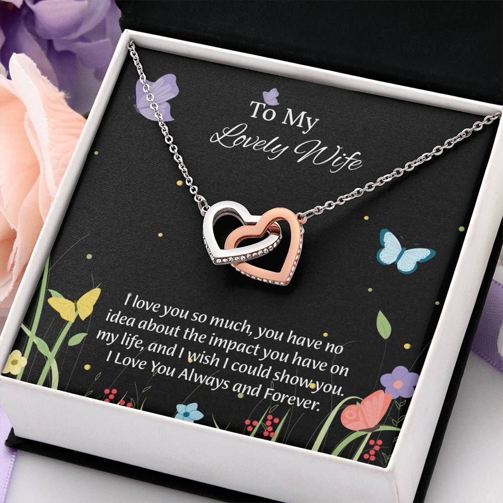 To My Lovely Wife Interlocking Hearts Necklace, Romantic Anniversary Gift For Wife, Wife Birthday Gift, Necklace For Wife