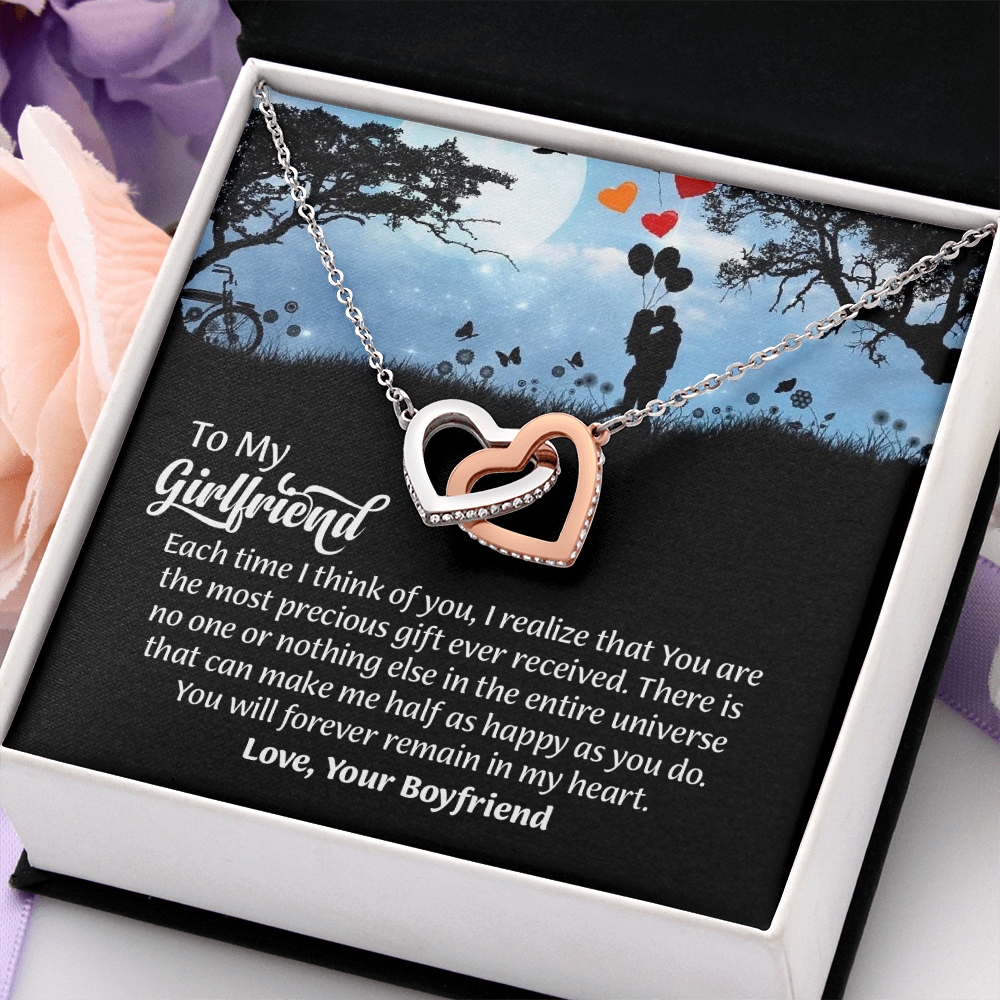 To My Girlfriend interlocking hearts  Necklace, Gift for Girlfriend, Anniversary Gift for Girlfriend, Girlfriend Birthday Gift