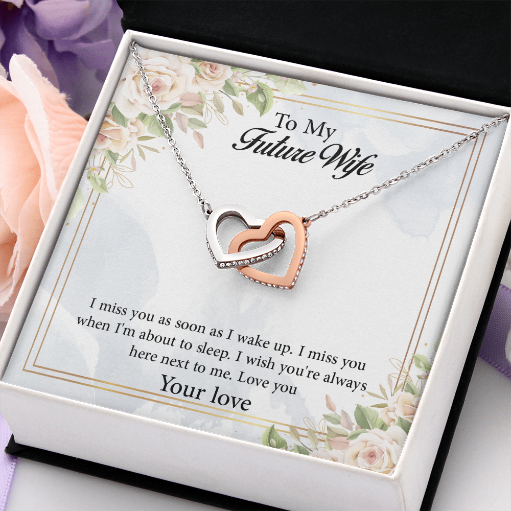 Interlocking Hearts Necklace To My Future Wife, Rehearsal Dinner Gift, Sentimental Gift For Bride From Groom, Birthday Gifts For Fiancée