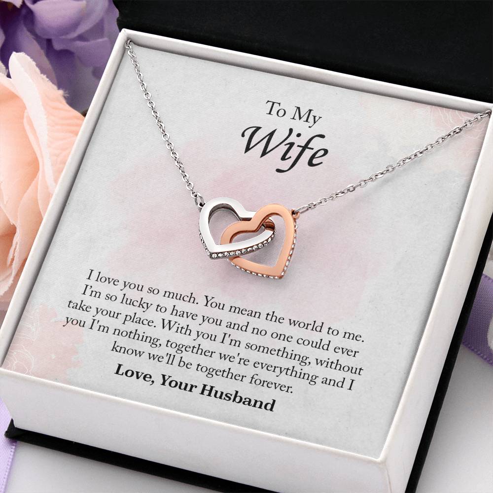 To My Wife Interlocking Hearts Necklace, Wife Jewelry, Romantic Anniversary Gift For Wife, Wife Birthday Gift, Necklace For Wife