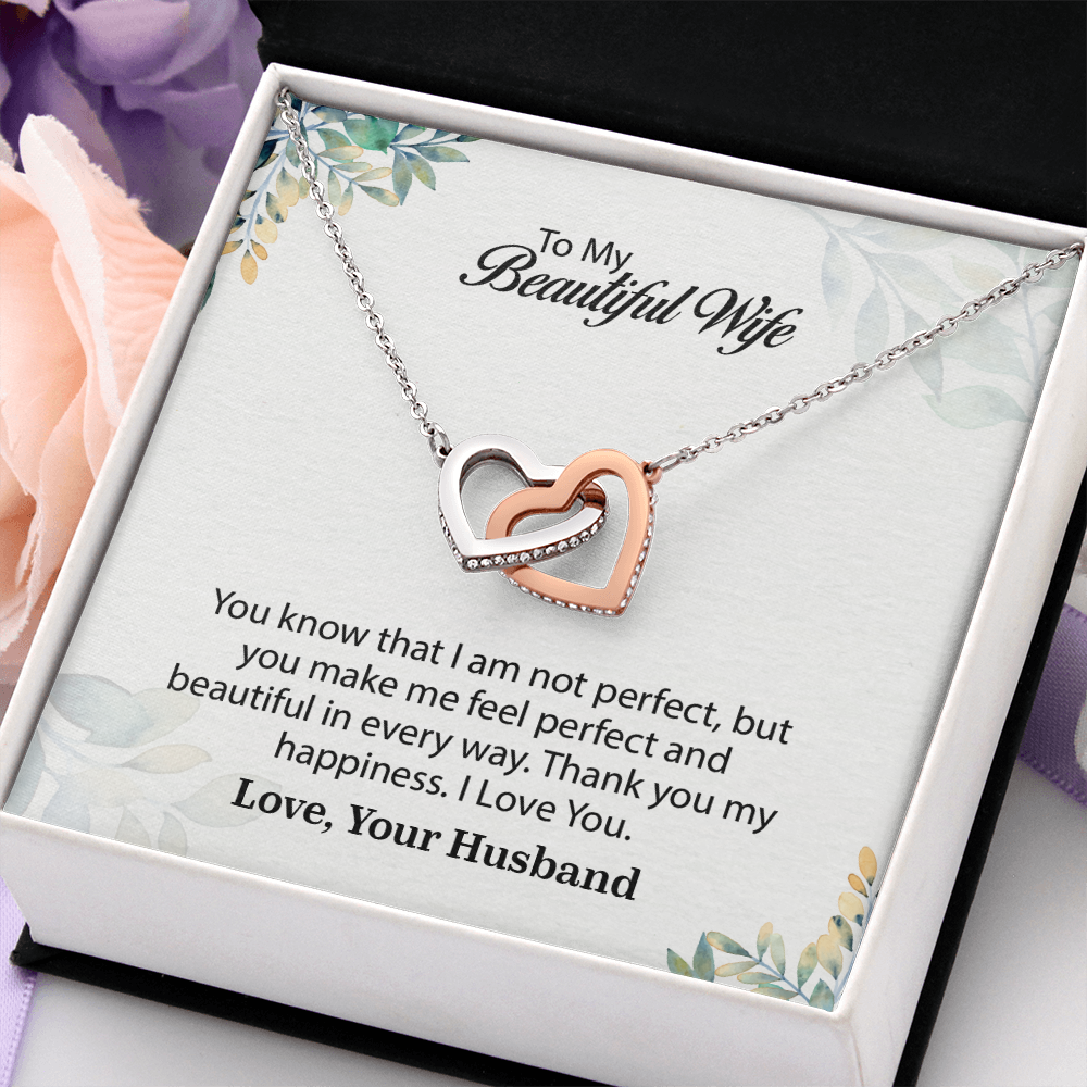 My Beautiful Wife Interlocking Hearts Necklace, Necklace for Wife, Anniversary Gift For Wife, Wife Birthday Gift