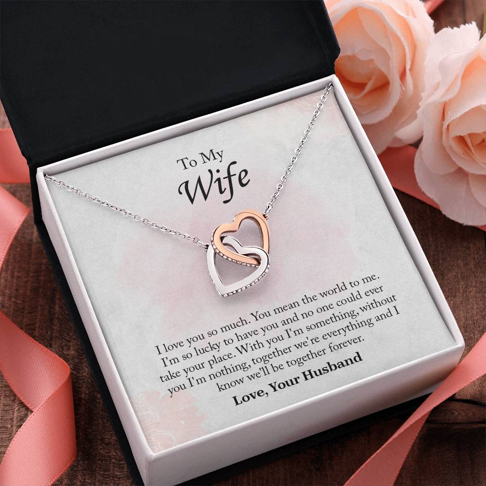 To My Wife Interlocking Hearts Necklace, Wife Jewelry, Romantic Anniversary Gift For Wife, Wife Birthday Gift, Necklace For Wife