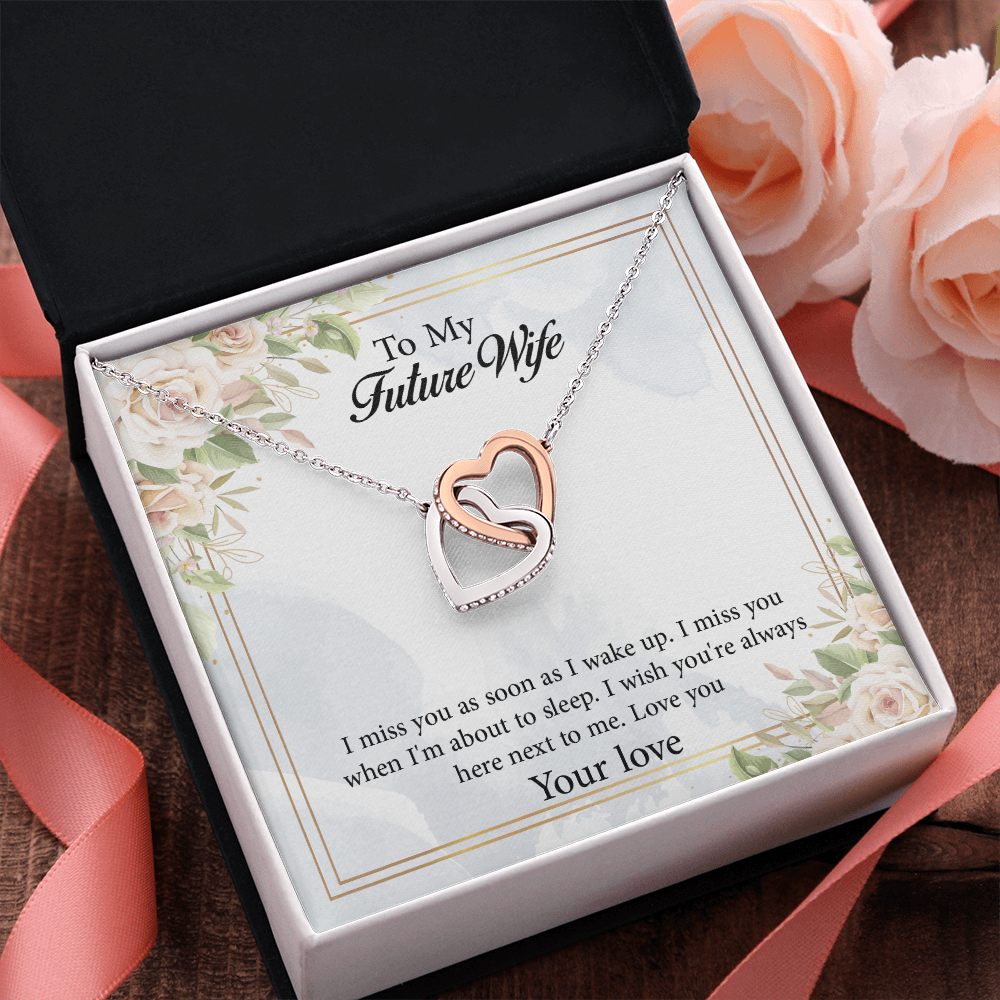 Interlocking Hearts Necklace To My Future Wife, Rehearsal Dinner Gift, Sentimental Gift For Bride From Groom, Birthday Gifts For Fiancée