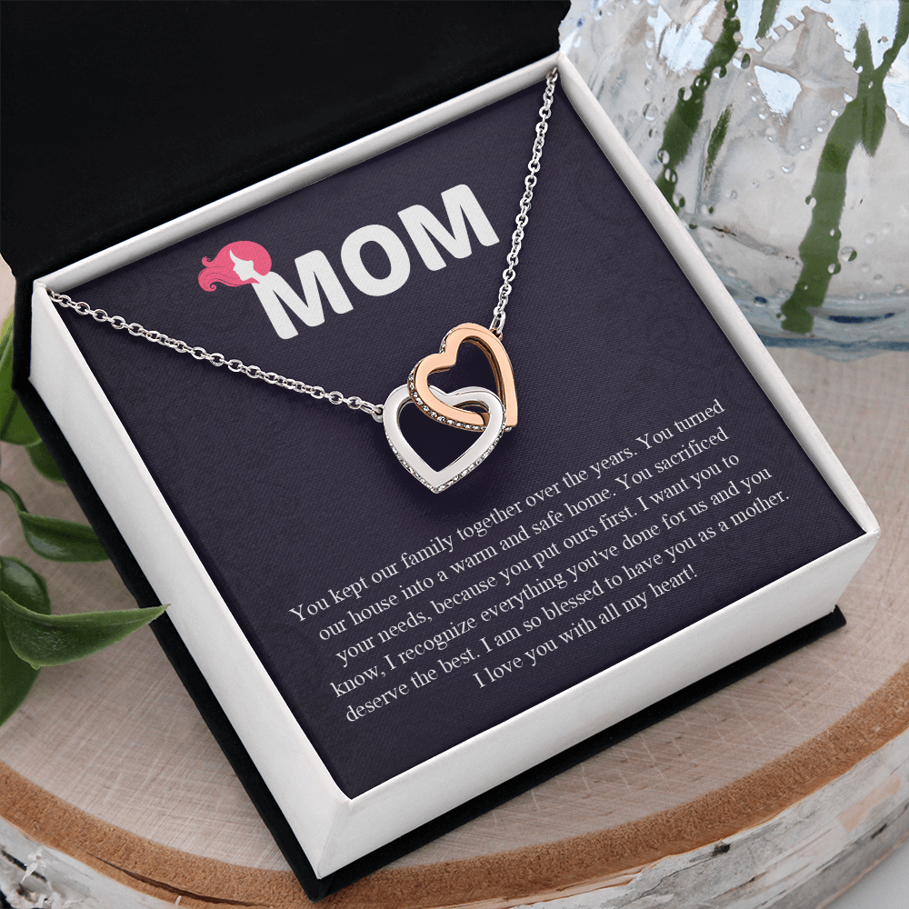 Mom Interlocking Hearts Necklace, Mothers Day Gift for Mom, Thoughtful Present from Son, Mom Necklace From daughter