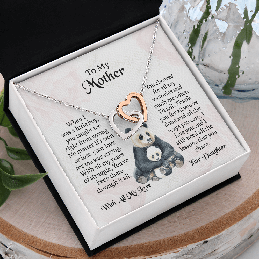 To My Mother Interlocking Hearts Necklace, Mothers Day Necklace For Mom, Mom Birthday Gift From Daughter, Message Card Jewelry For Mom