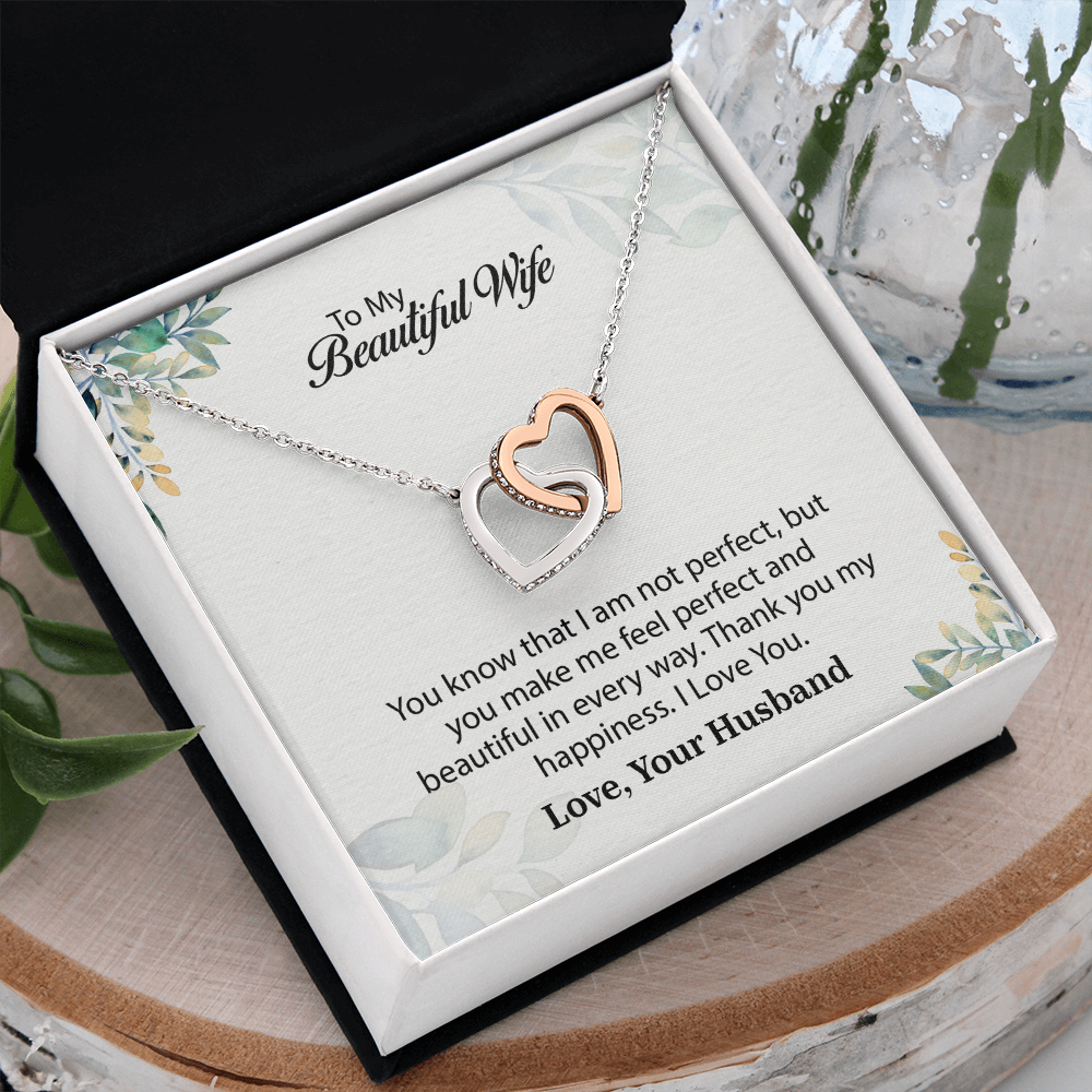 My Beautiful Wife Interlocking Hearts Necklace, Necklace for Wife, Anniversary Gift For Wife, Wife Birthday Gift