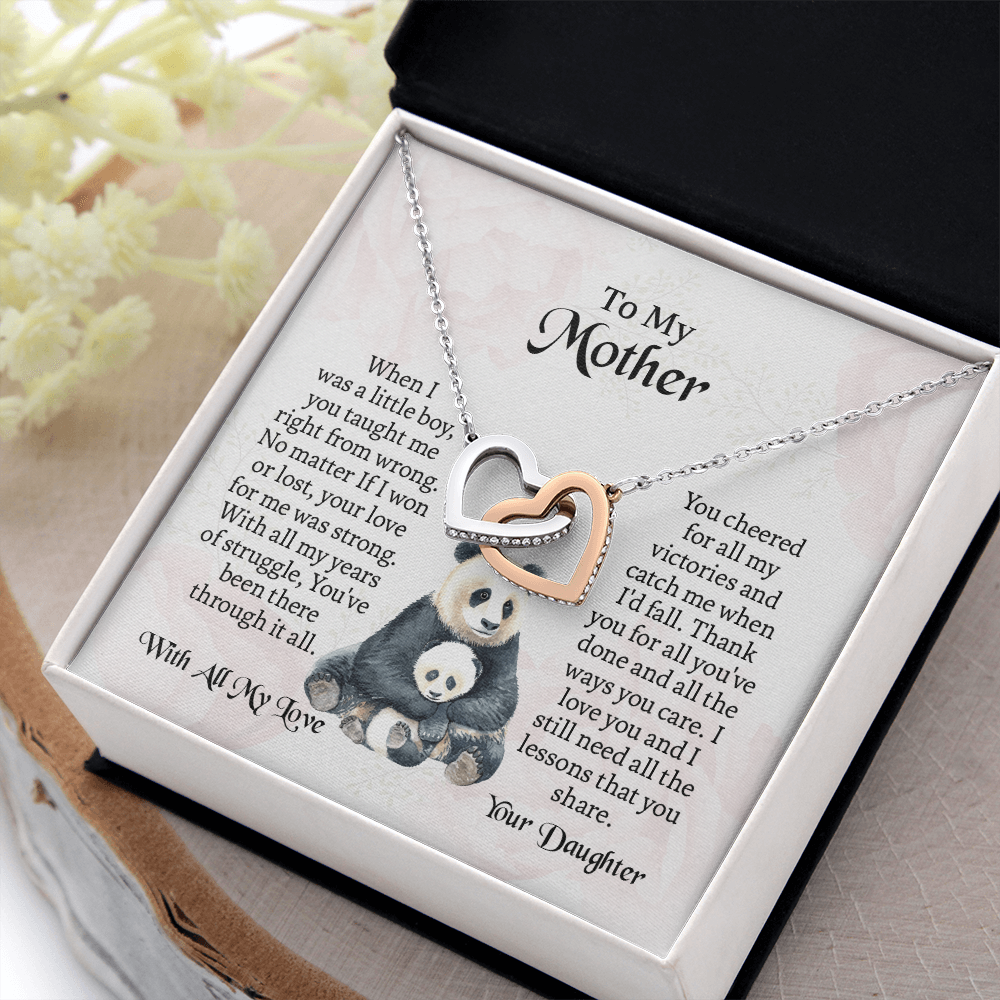 To My Mother Interlocking Hearts Necklace, Mothers Day Necklace For Mom, Mom Birthday Gift From Daughter, Message Card Jewelry For Mom