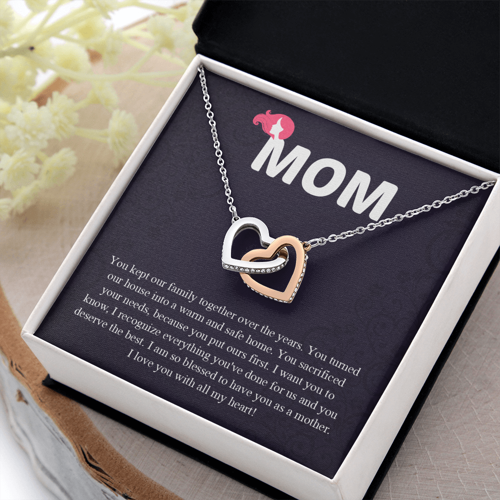 Mom Interlocking Hearts Necklace, Mothers Day Gift for Mom, Thoughtful Present from Son, Mom Necklace From daughter