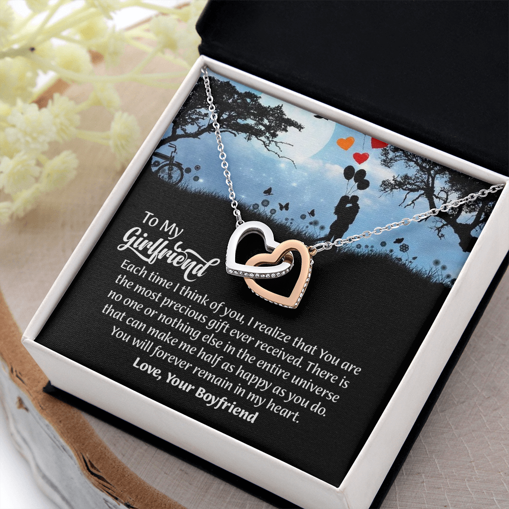 To My Girlfriend interlocking hearts  Necklace, Gift for Girlfriend, Anniversary Gift for Girlfriend, Girlfriend Birthday Gift