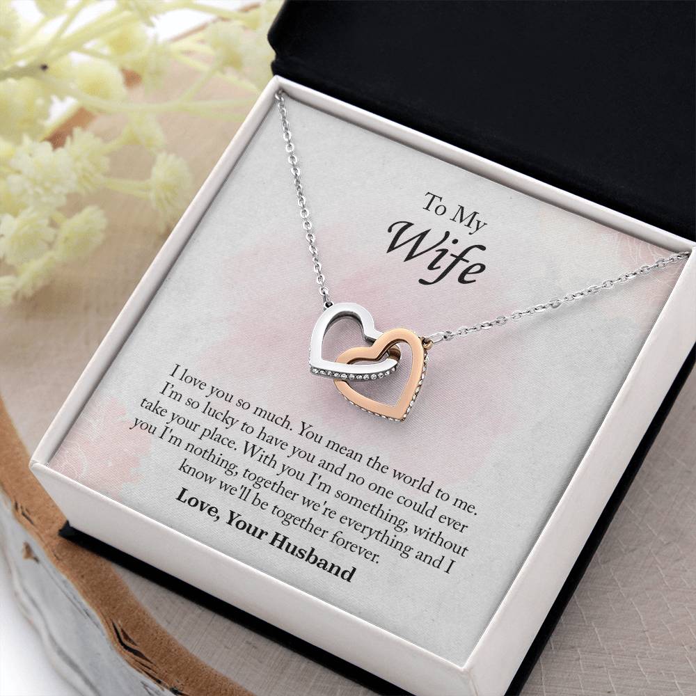 To My Wife Interlocking Hearts Necklace, Wife Jewelry, Romantic Anniversary Gift For Wife, Wife Birthday Gift, Necklace For Wife