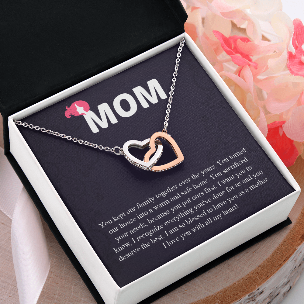 Mom Interlocking Hearts Necklace, Mothers Day Gift for Mom, Thoughtful Present from Son, Mom Necklace From daughter
