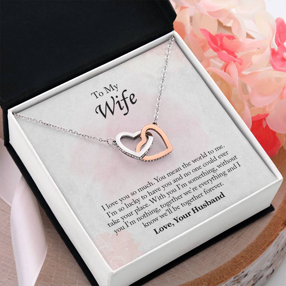 To My Wife Interlocking Hearts Necklace, Wife Jewelry, Romantic Anniversary Gift For Wife, Wife Birthday Gift, Necklace For Wife